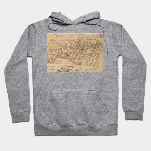 Vintage Map of Minneapolis MN (1891) 2 Hoodie by Bravuramedia